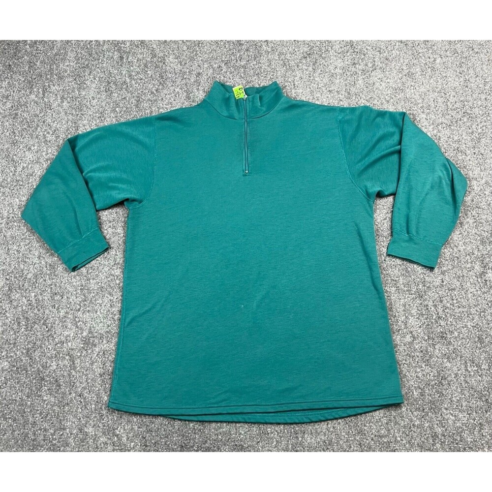 VINTAGE REI Sweater Men Extra Large XL Green Casual 1/4 Zip Sweatshirt USA *